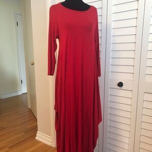 Cielo Blu Stretch Cotton Asymmetrical Dress